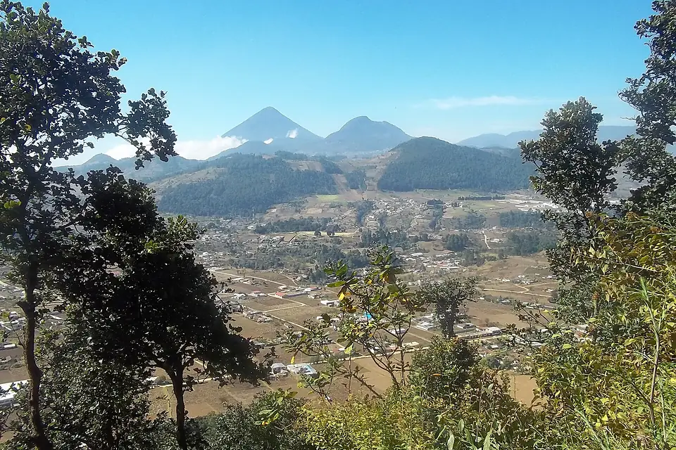 View of volcanoes from Cerro K'iaq, Cantel