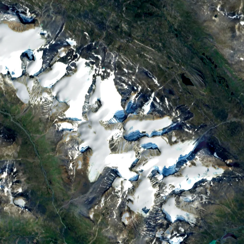 Sarektjåkkå seen from above (Sentinel-2)