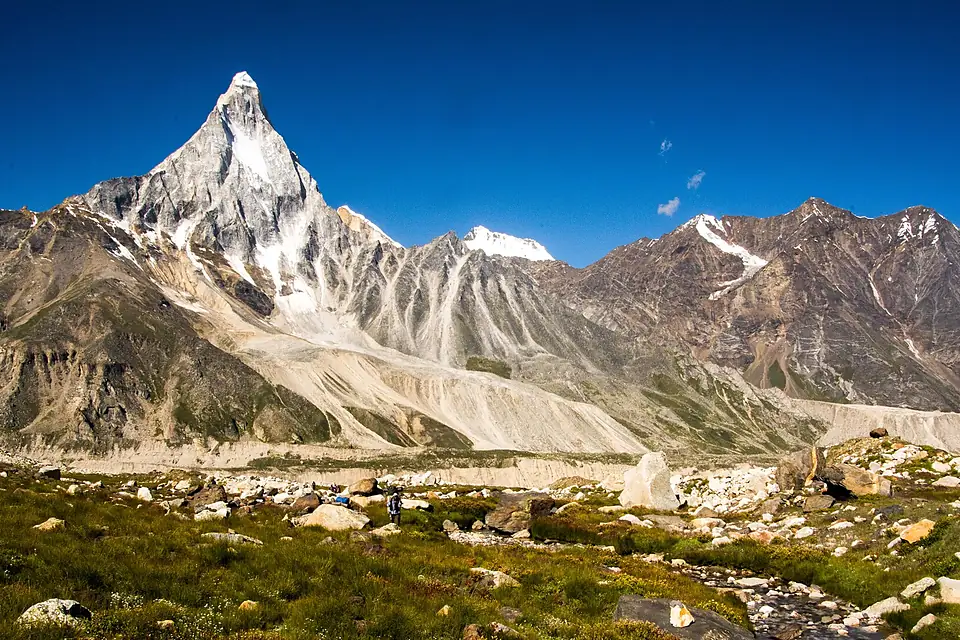 Shivling from Nandanvan, Mountain peaks of Himalayas Uttarakhand India