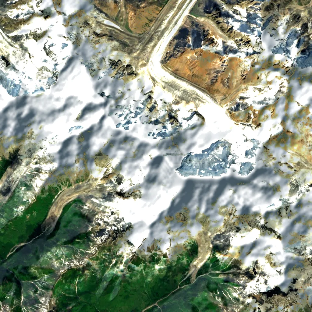 Shota Rustaveli Peak seen from above (Sentinel-2)