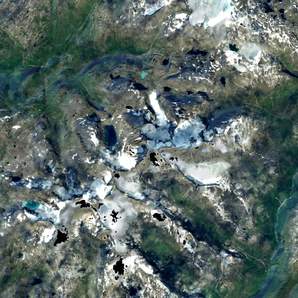 Store Skagastølstind seen from above (Sentinel-2)