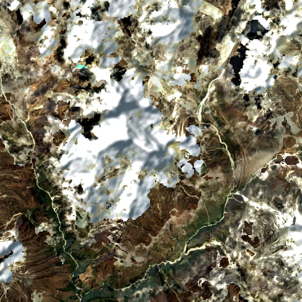 Taboche seen from above (Sentinel-2)