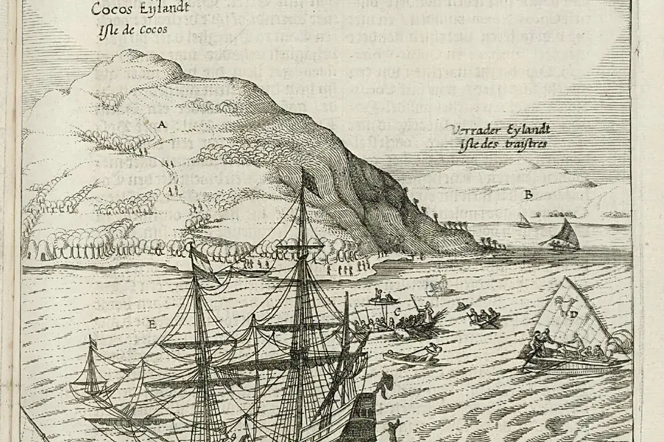 AMH-8123-KB View of Cocos Island and Traitors' Island