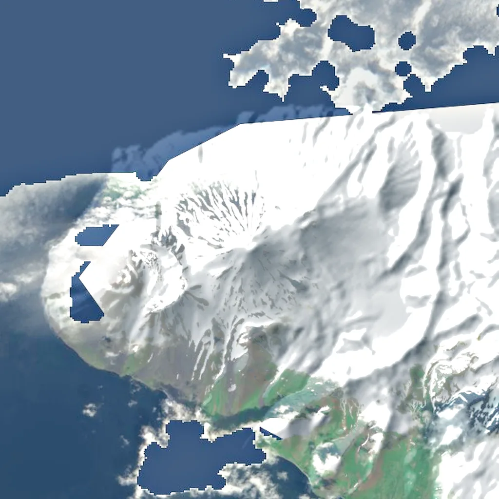 Tanaga seen from above (Sentinel-2)