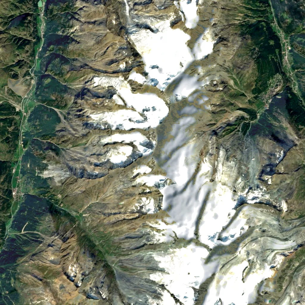 Täschhorn seen from above (Sentinel-2)