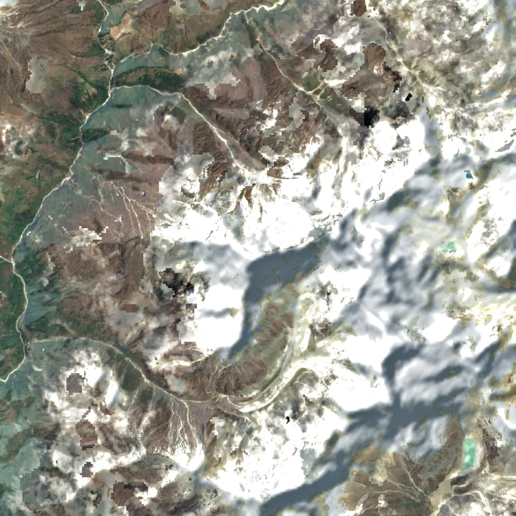 Thamserku seen from above (Sentinel-2)