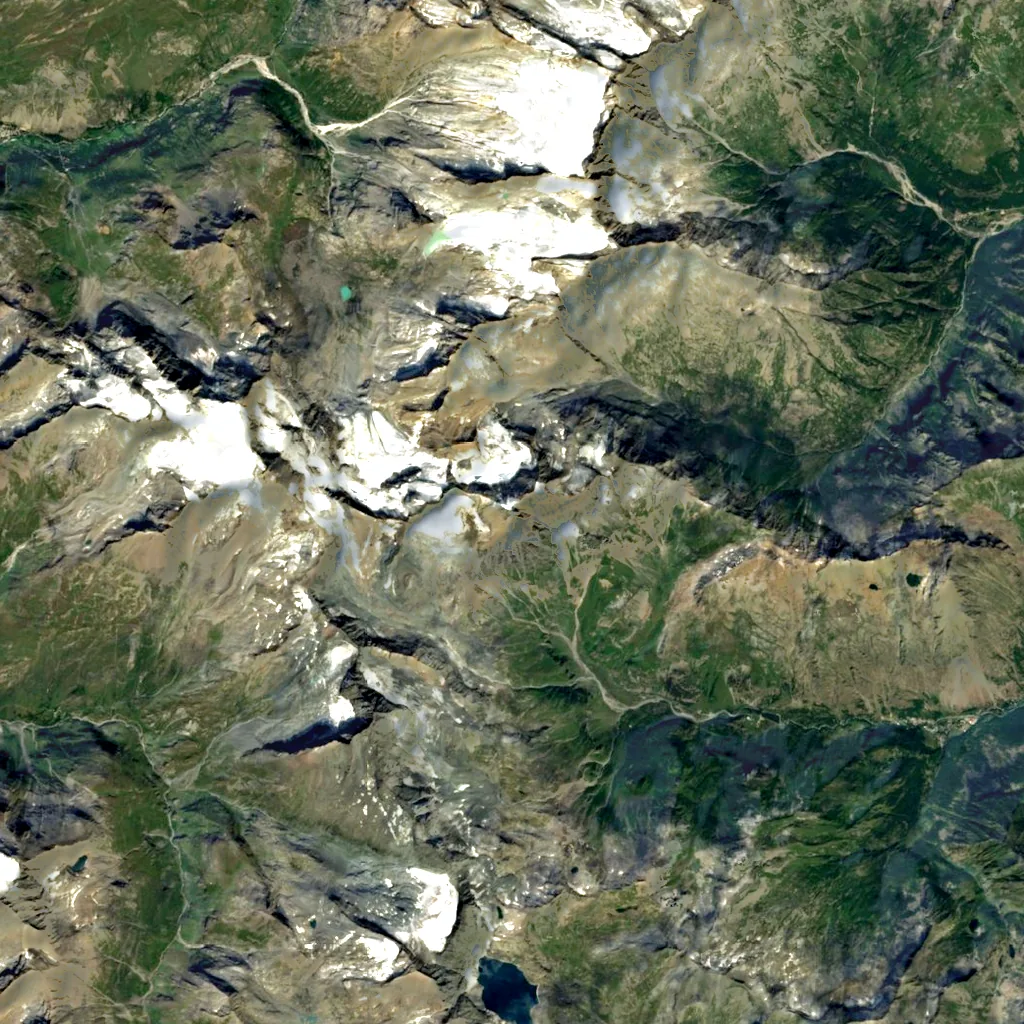 Uia di Ciamarella seen from above (Sentinel-2)