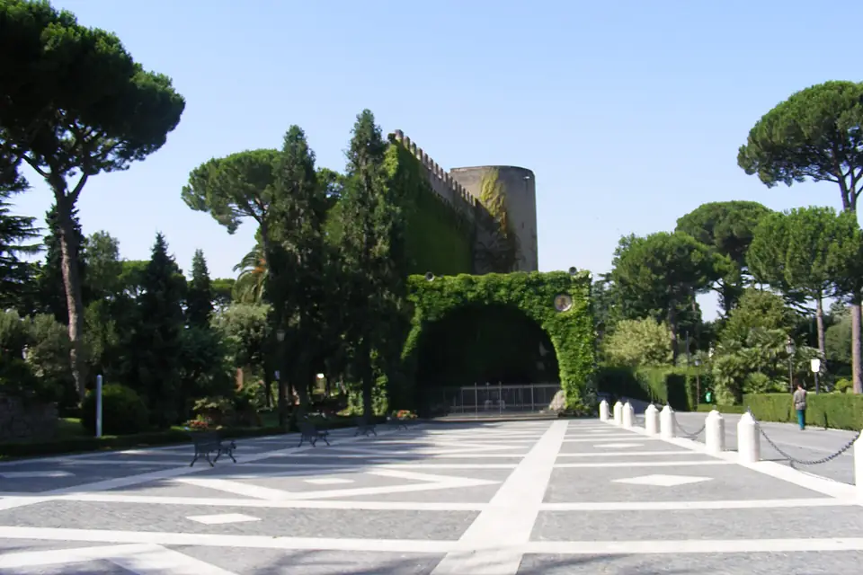 Vatican Gardens - view towards the Lourdes cave replica