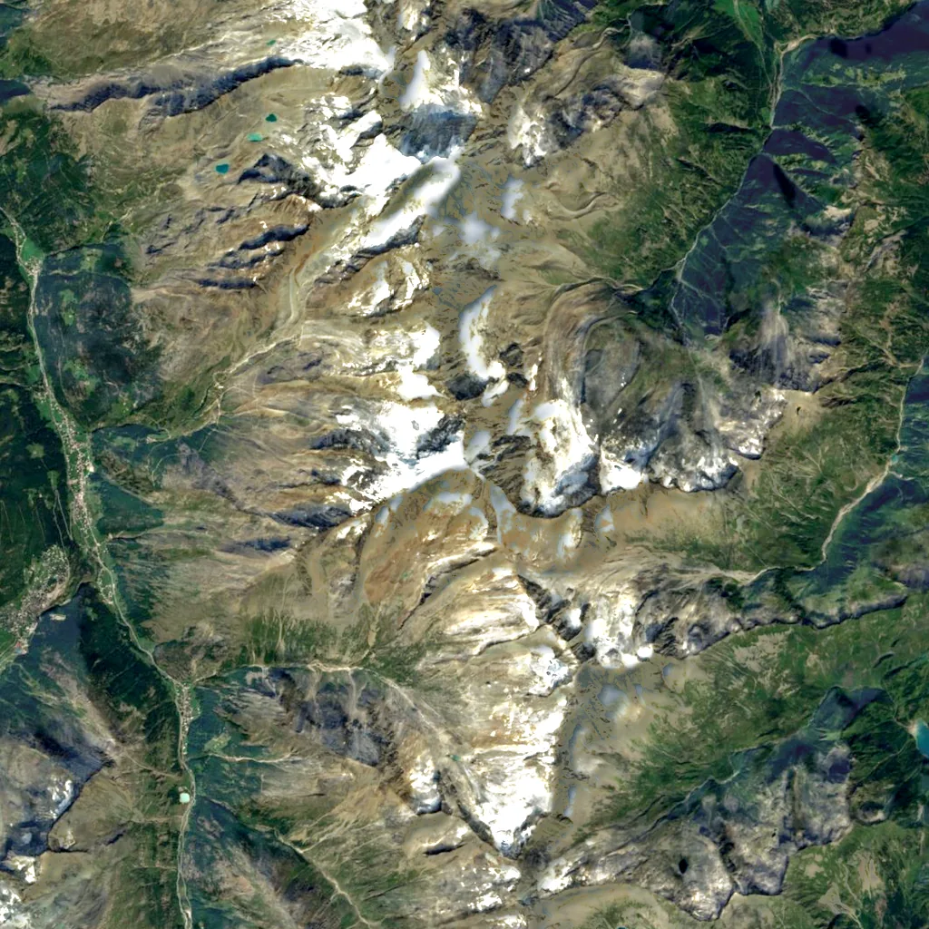Weissmies seen from above (Sentinel-2)