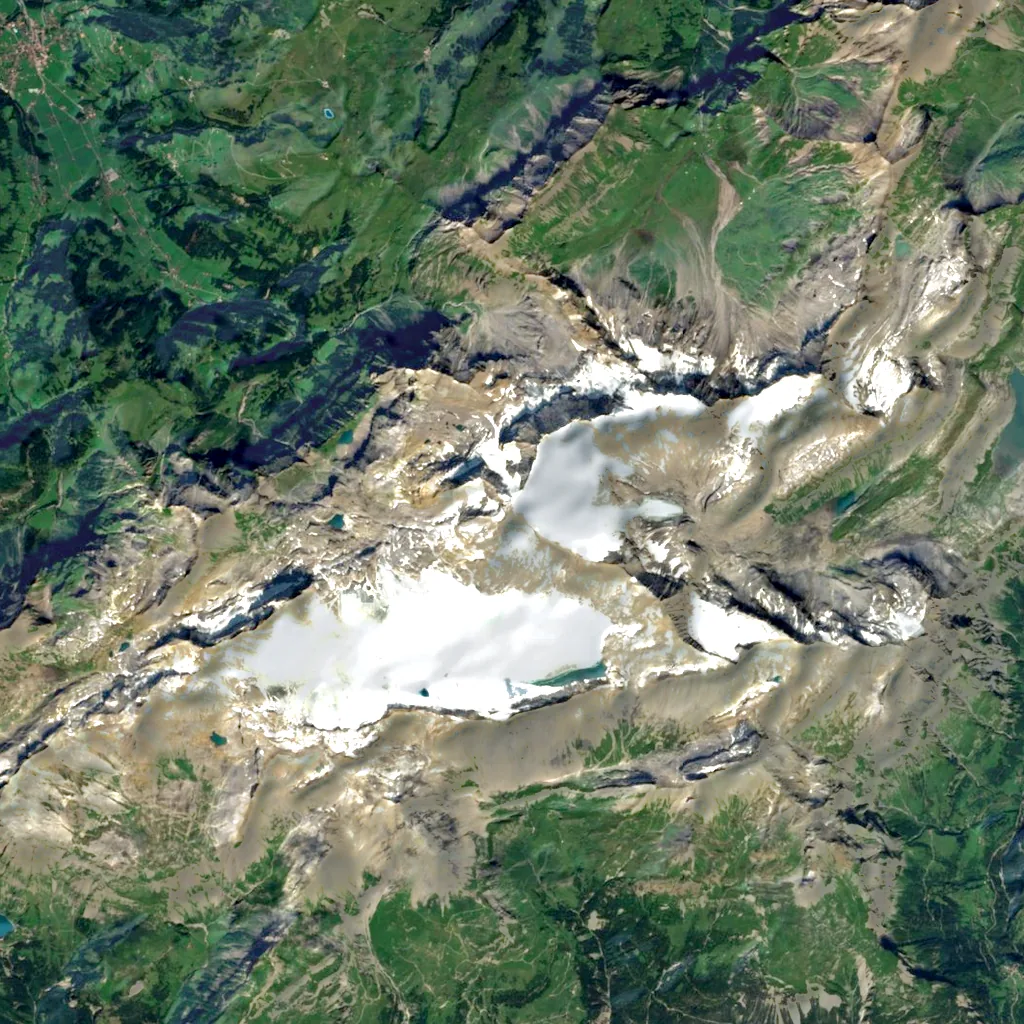 Wildstrubel seen from above (Sentinel-2)