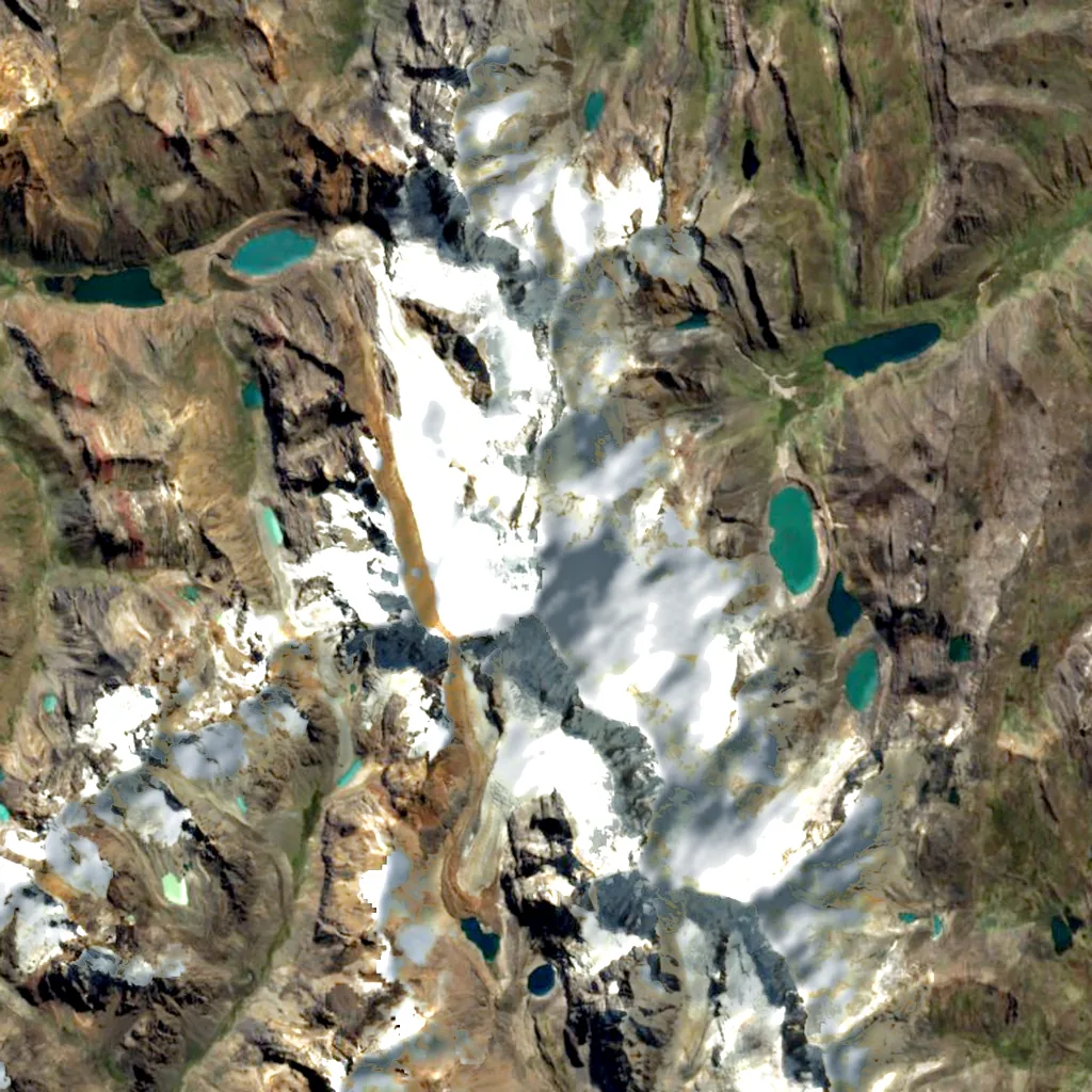 Yerupajá seen from above (Sentinel-2)