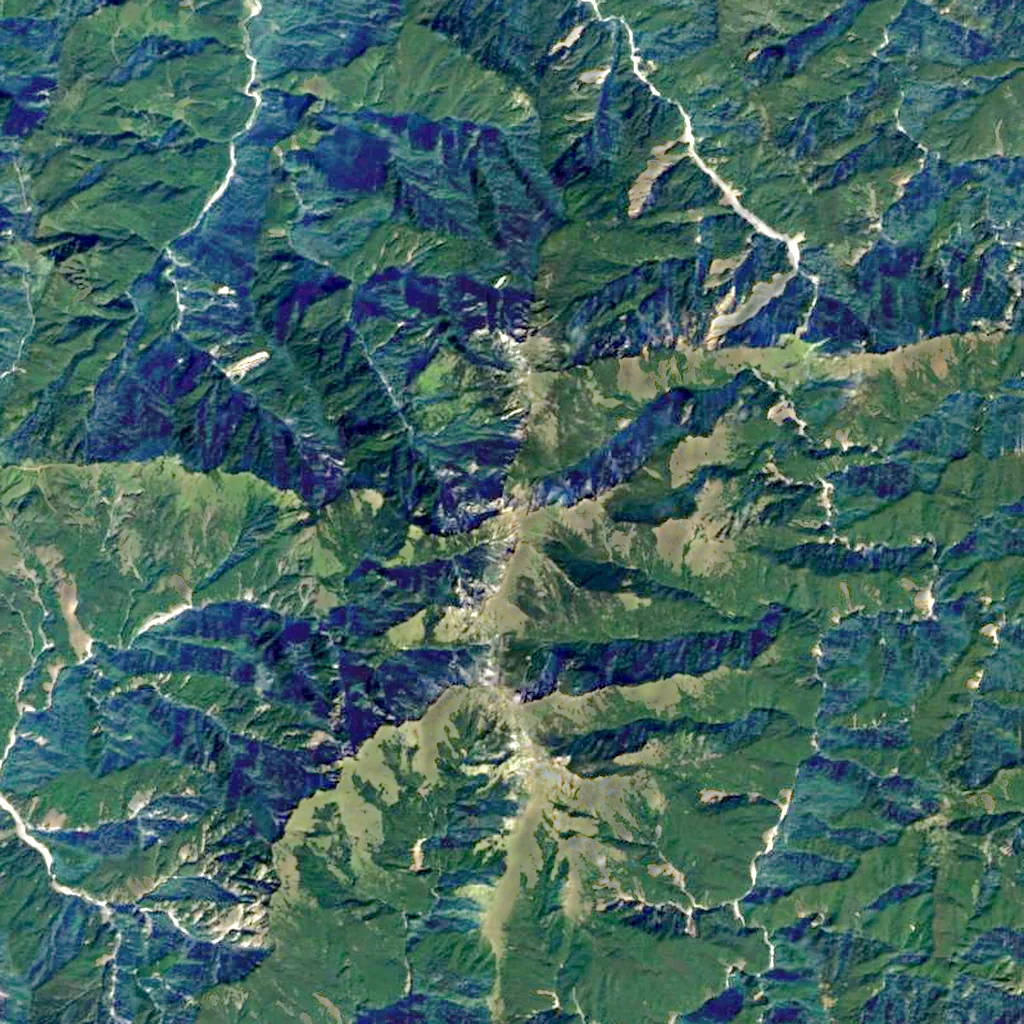 Yushan Main Peak seen from above (Sentinel-2)