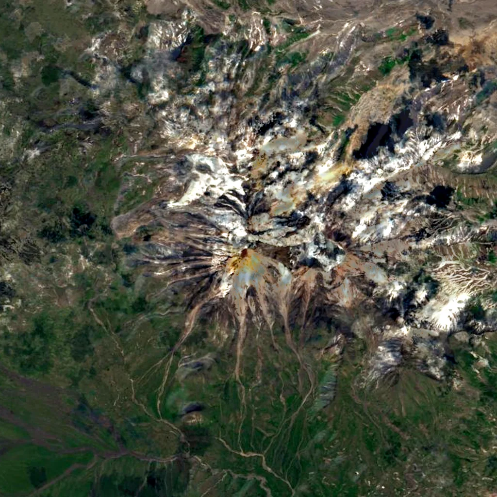 Zimin volcano seen from above (Sentinel-2)